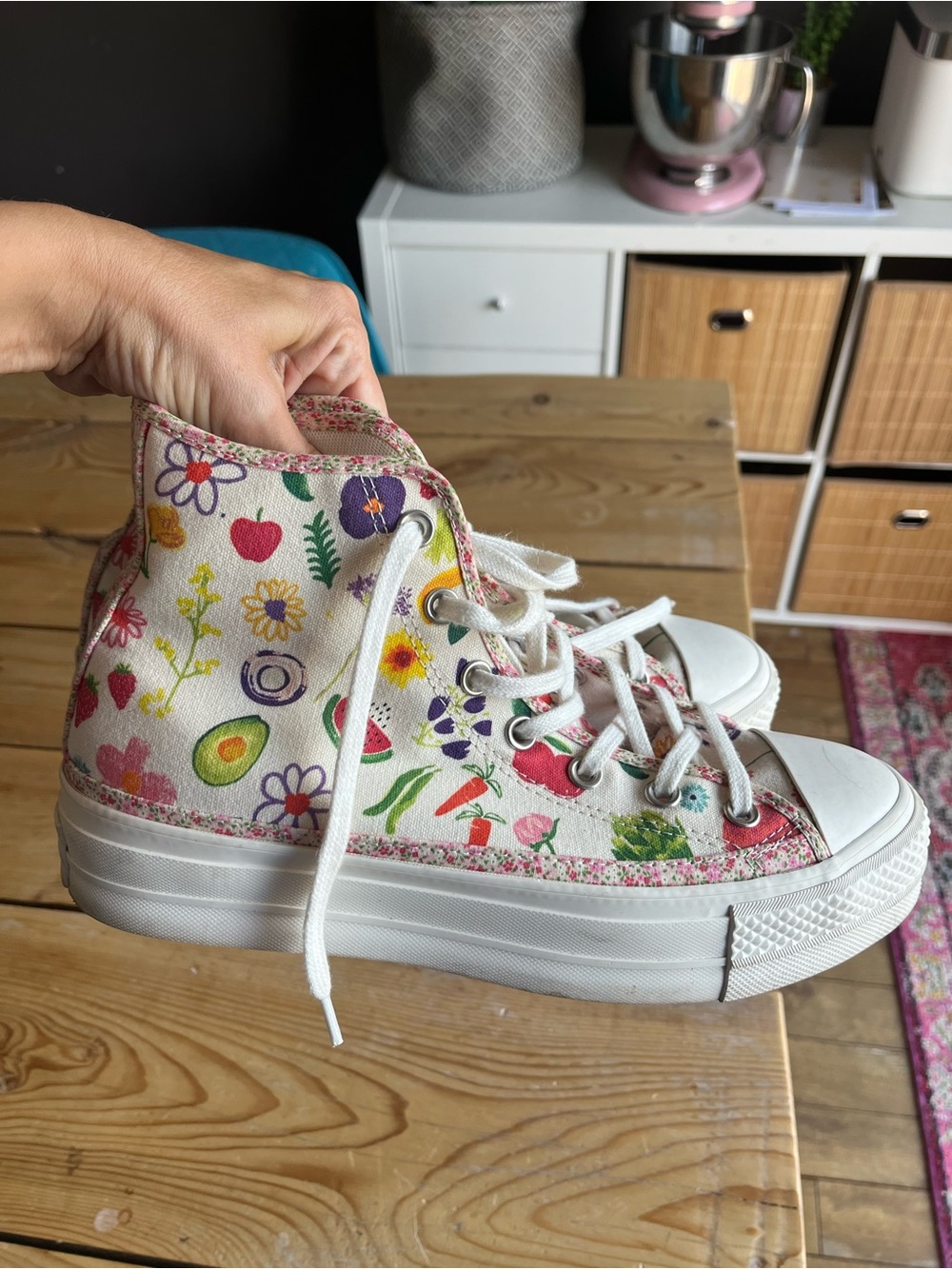 Converse Canvas   High-Top Sneakers in Multicolor Floral & Fruit Size 8M/10W